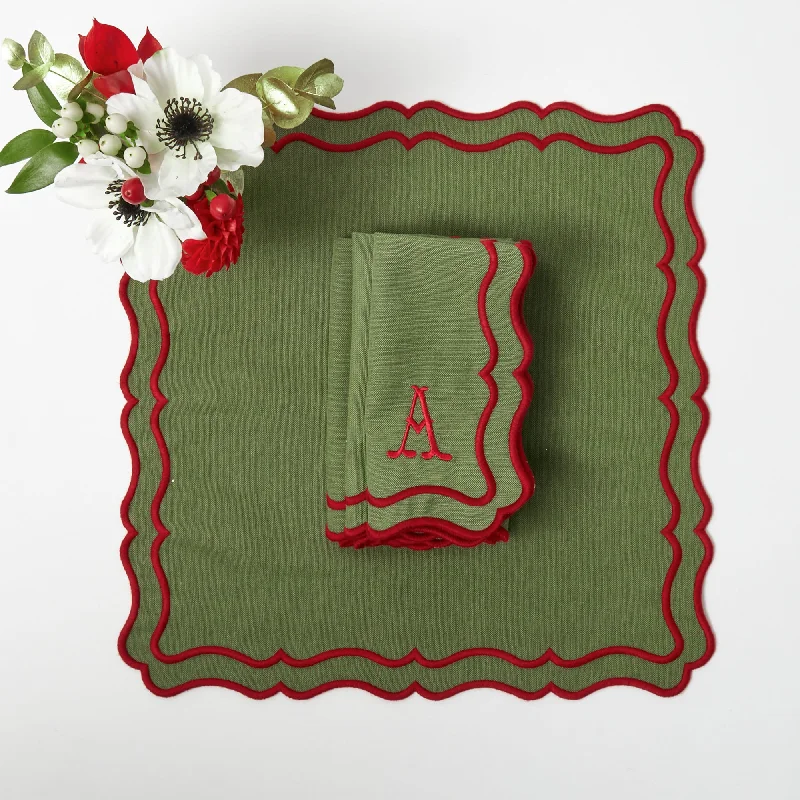 Katherine Green & Red Napkins (Set of 4)