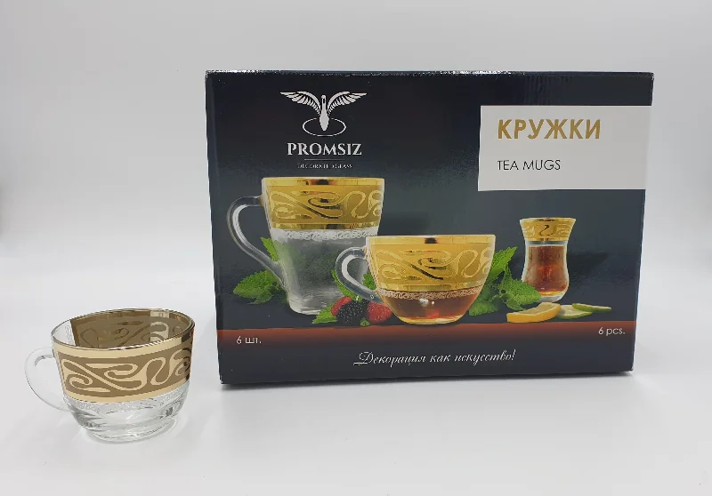 6 PC TEA GLASS-GOLD - 4/CS