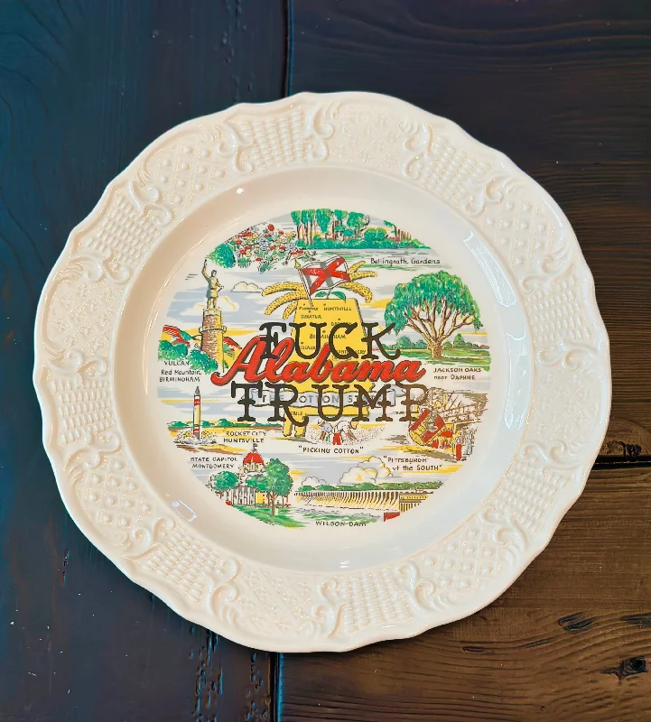 Fuck Trump | Vulgar vintage souvenir Alabama 13in decorative plate with wall hanger