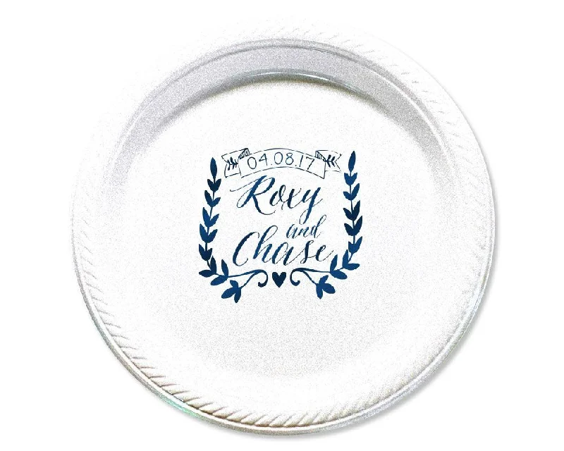 The Adventure Begins Monogrammed Wedding 7" Cake Plate Design #1680