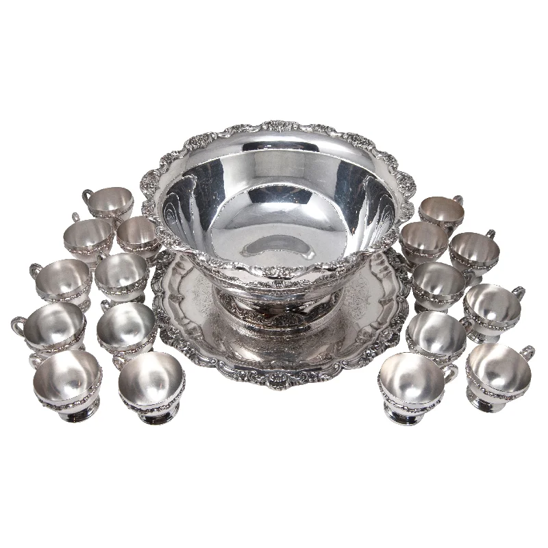 Poole Silver Plate Punch Bowl Set