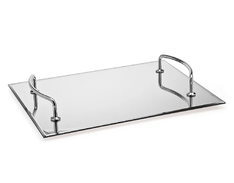 Mirror Tray with Silver Handles