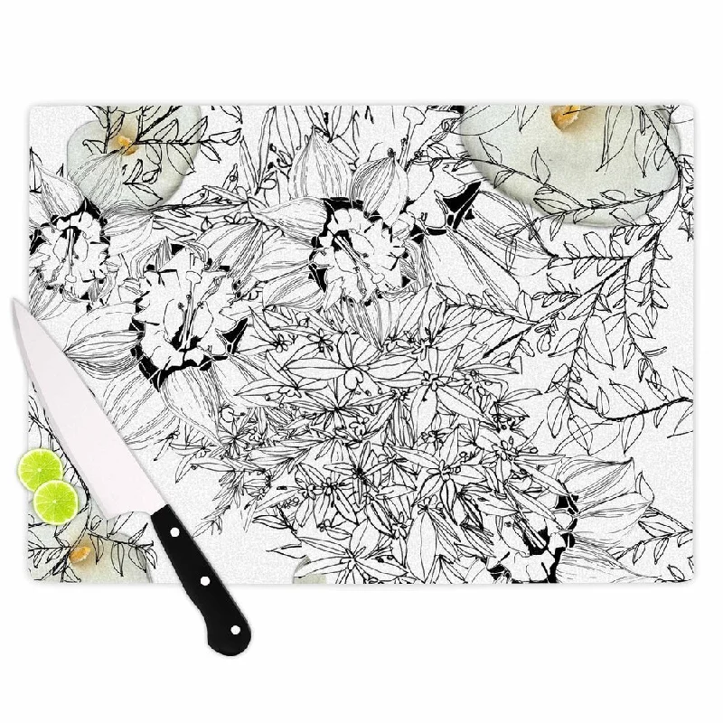 KESS InHouse Danii Pollehn 'Finebuqet' Black White Cutting Board