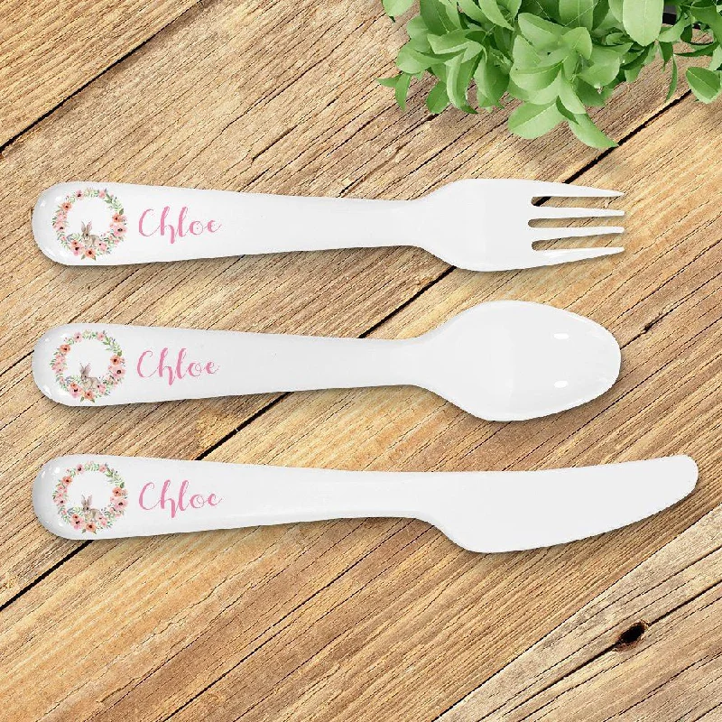 Bunny Wreath Kids' Cutlery Set