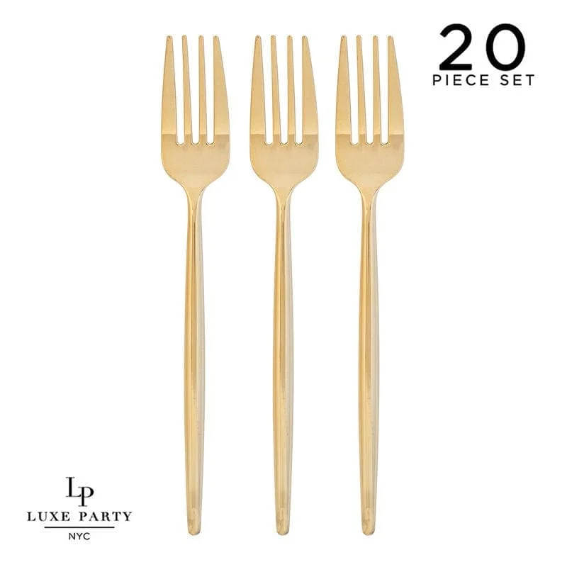 Solid Round Gold Forks | 20 Pieces