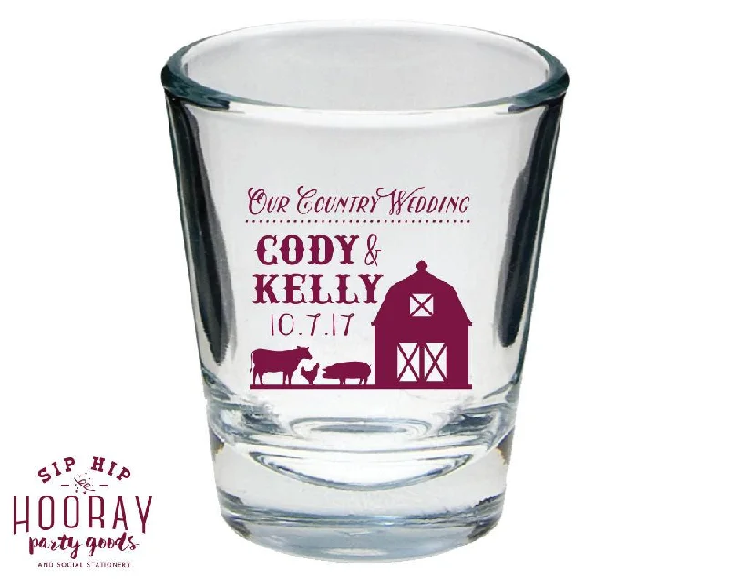 Country Wedding Shot Glass Design #1682