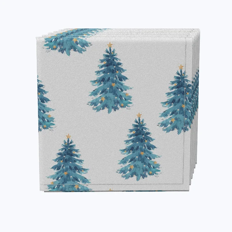 Watercolor Christmas Trees Cotton Napkins