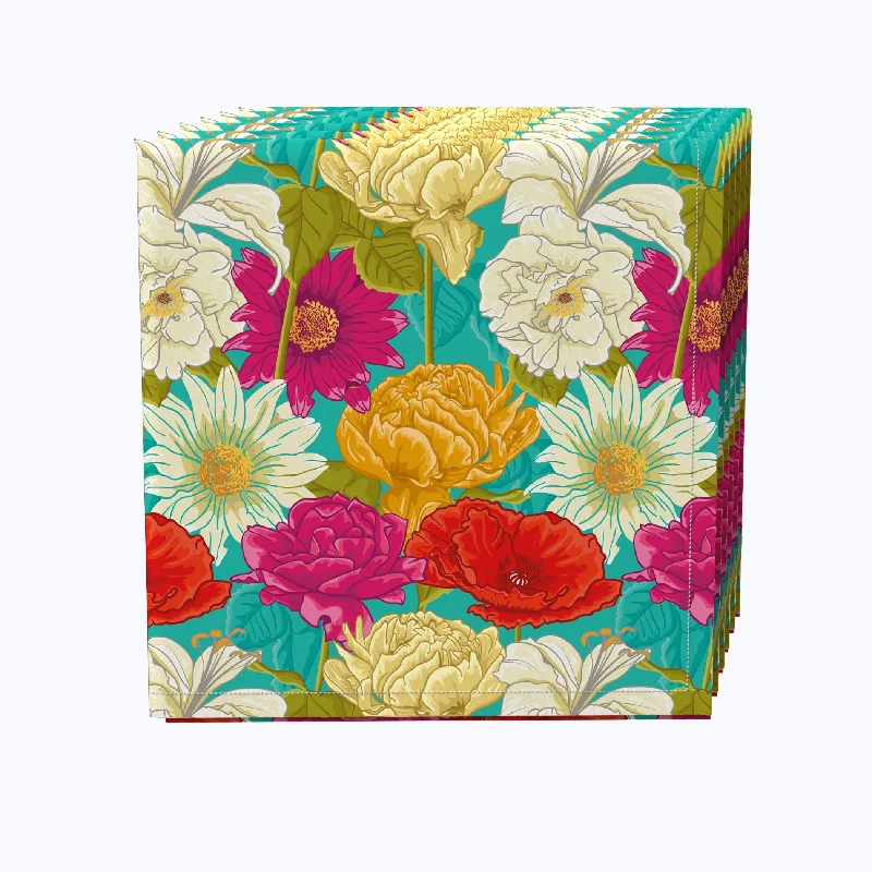 Spring Bouquet Teal Napkins