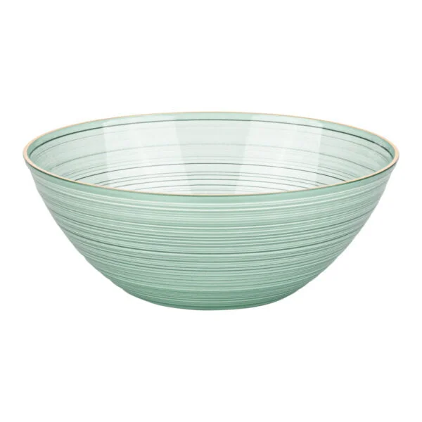 12 oz. Green Transparent and Gold Round Soup Bowls (10 Count) - Crystal Design