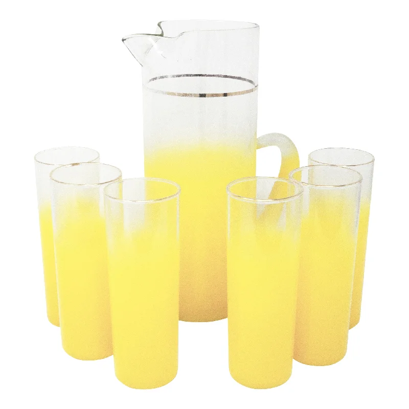 West Virginia Glass Blendo Yellow Cocktail Pitcher Set