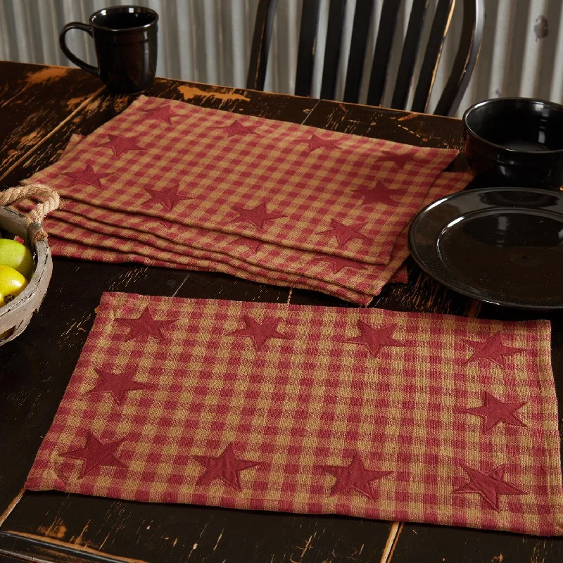 Burgundy Star Placemat Set of 6 VHC Brands