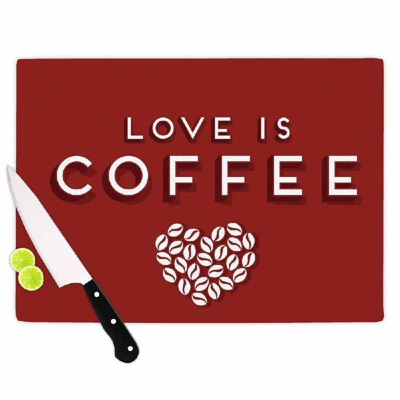 Kess InHouse Busy Bree " Coffee Love" Brown Typograph Cutting Board