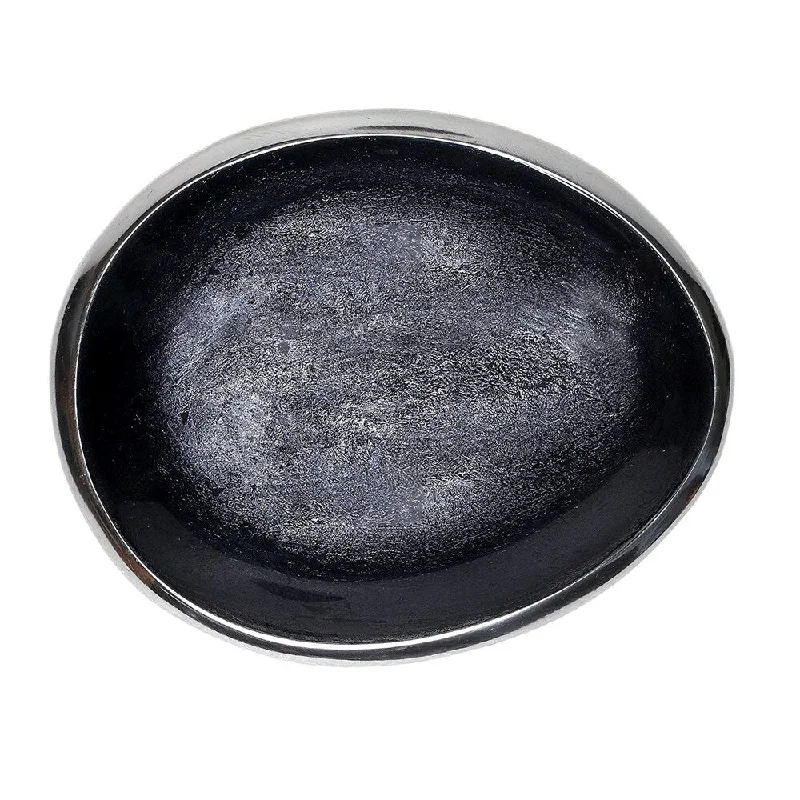 Melange Home Decor Cuivre Collection, 6-inch Oval Platter, Color - Dark Gray, Pack of 12