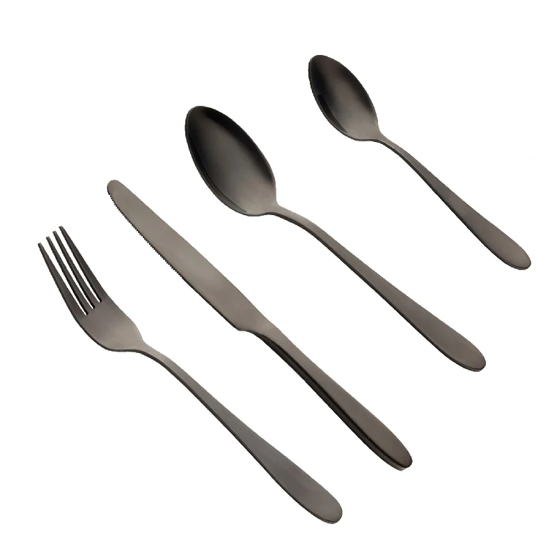 Tara Onyx Black Cutlery - Set of 16