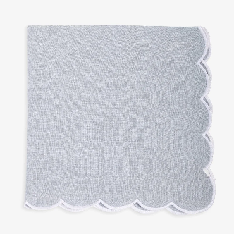 Scalloped Linen Napkin Light Blue