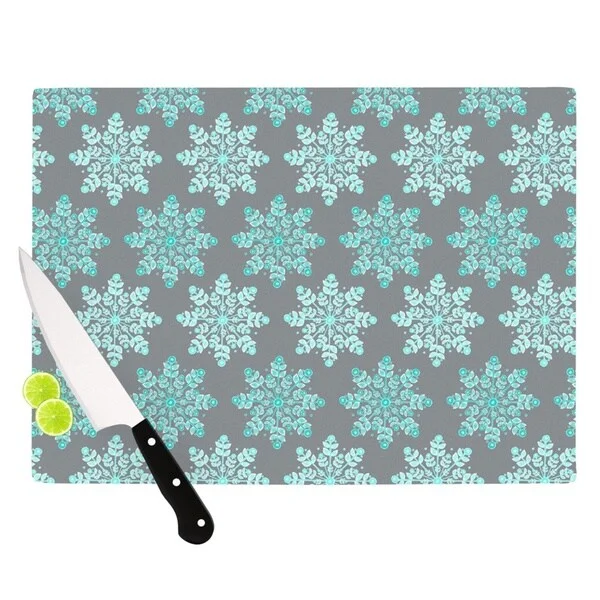 Kess InHouse Anchobee "Blue Christmas" Blue Gray Cutting Board