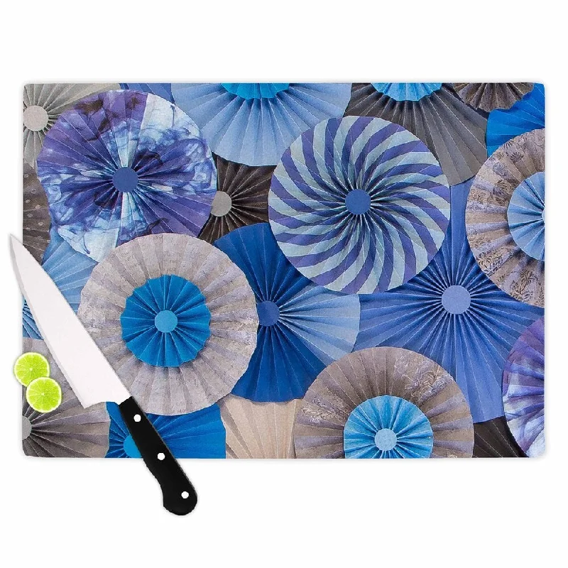 Kess InHouse Heidi Jennings 'Coastline Cottage' Blue and Grey Tempered Glass Cutting Board