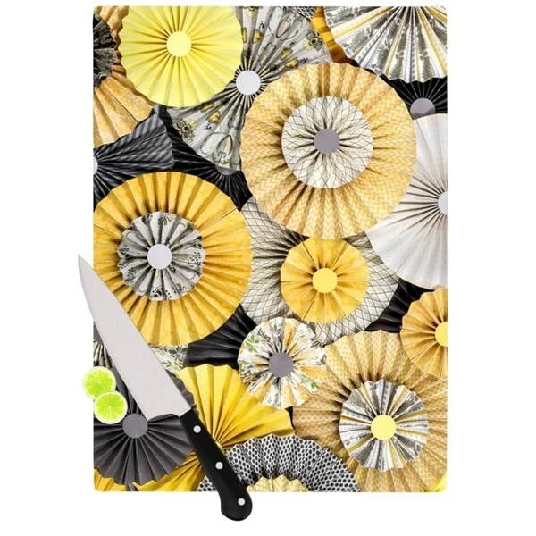 KESS InHouse Heidi Jennings 'Daffodil' Yellow Black Cutting Board