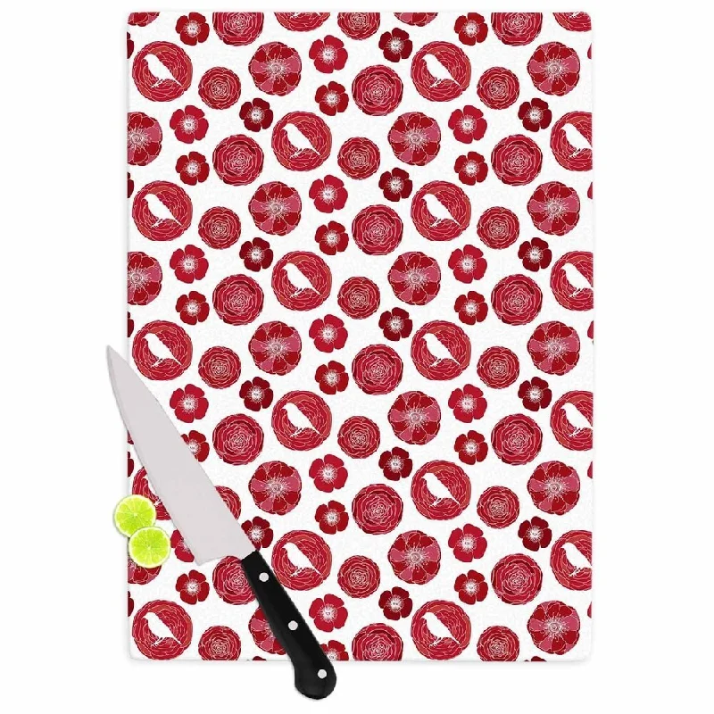 Kess InHouse Anchobee "Lucrezia" Red Pattern Cutting Board