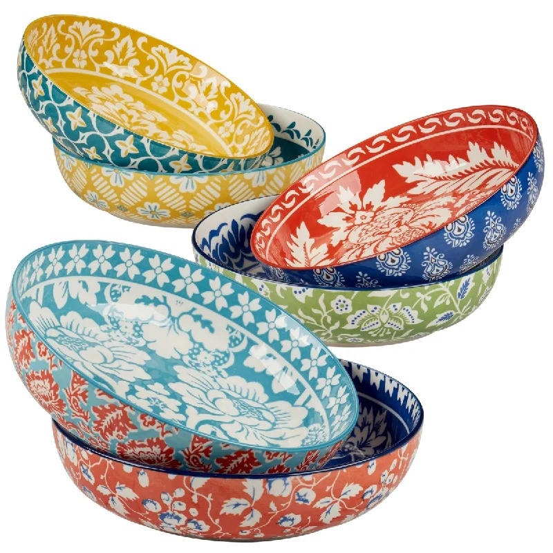 Certified International Panache Set of 6 Soup/Pasta Bowl 6 asst - 8.5" Diam x 2"