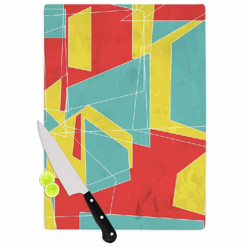 Kess InHouse MaJoBV 'Cartagena Walls' Red and Teal Geometric Cutting Board