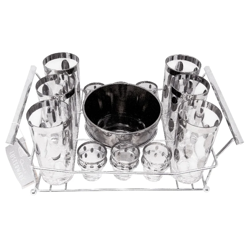 Mercury Ovals Ice Bucket Glass Caddy Set