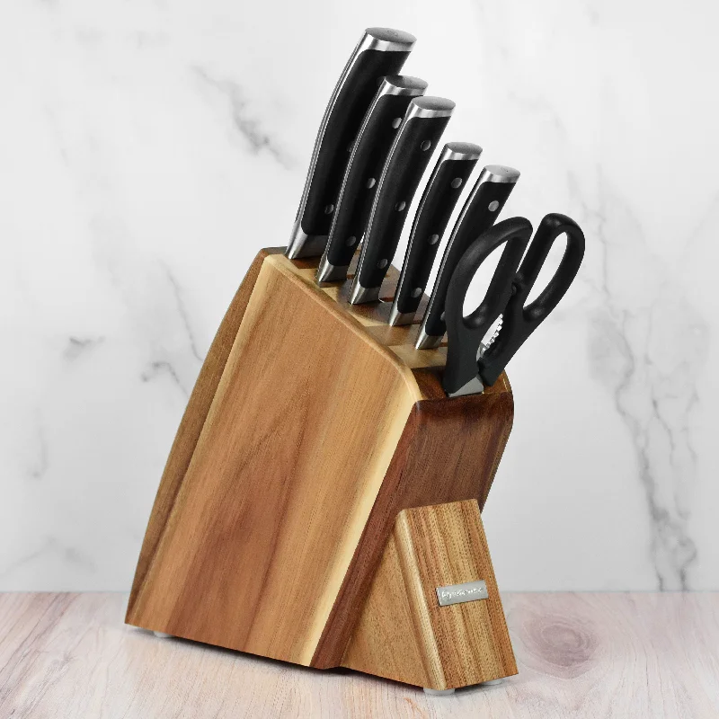 Wusthof Classic Ikon 7 Piece Acacia Slim Knife Block Set