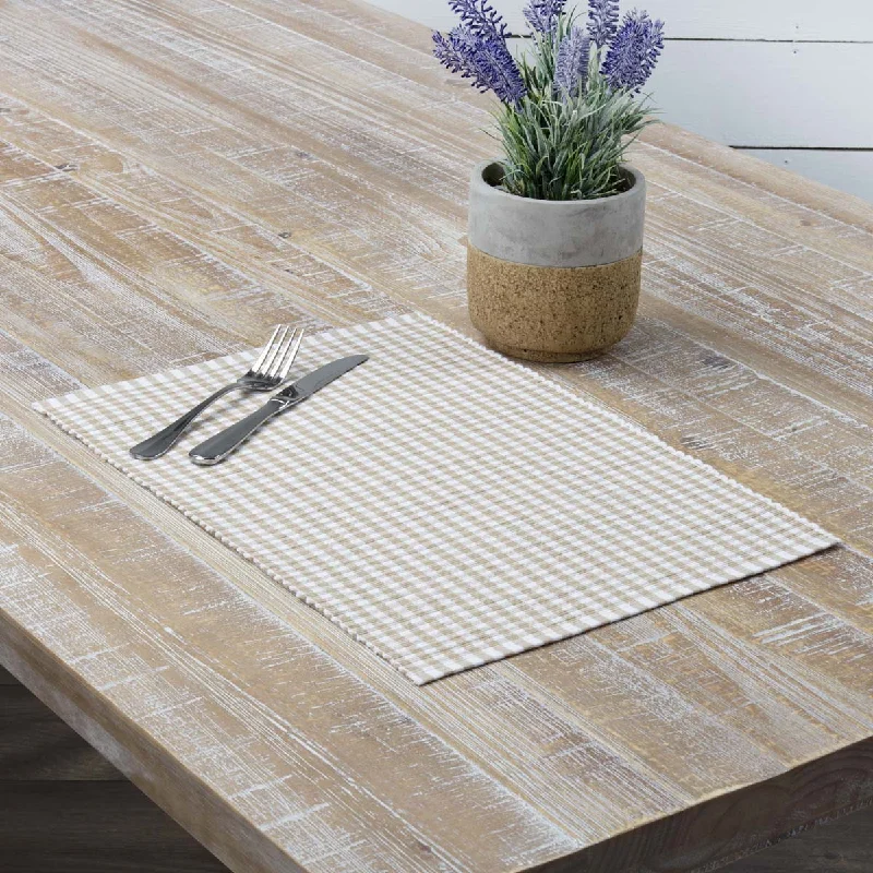 Tara Taupe Ribbed Placemat Set of 6 12x18 VHC Brands