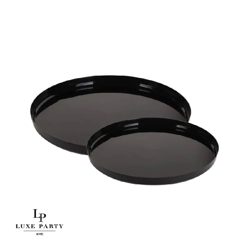 Round Black Walled Plastic Plates