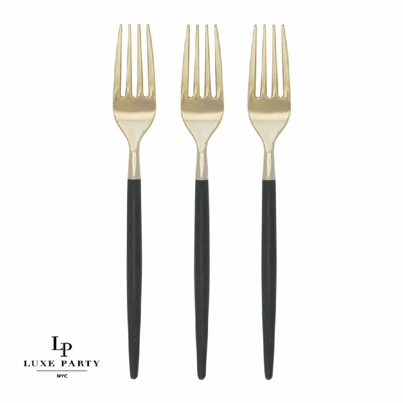 Emerald Green and Gold Plastic Forks | 32 Pieces