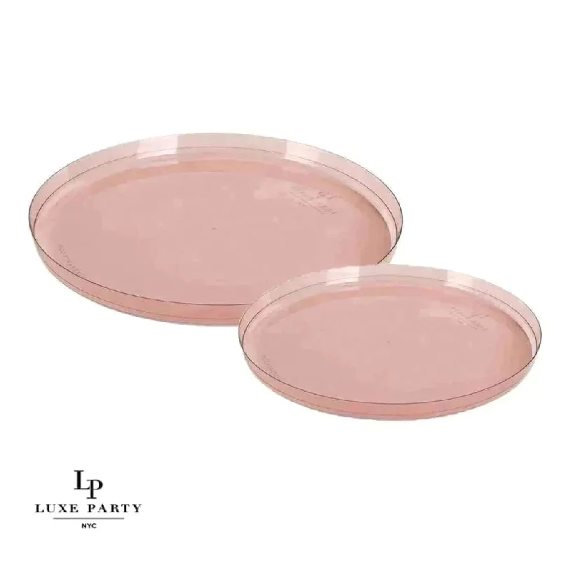 Round Transparent Rose Walled Plastic Plates