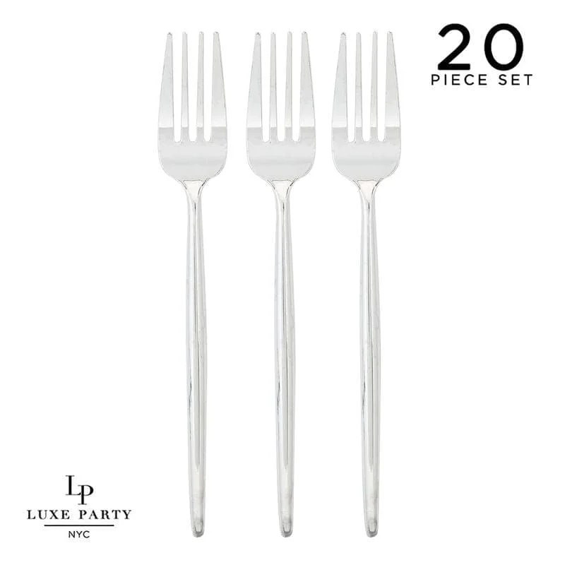 Solid Round Silver Forks | 20 Pieces