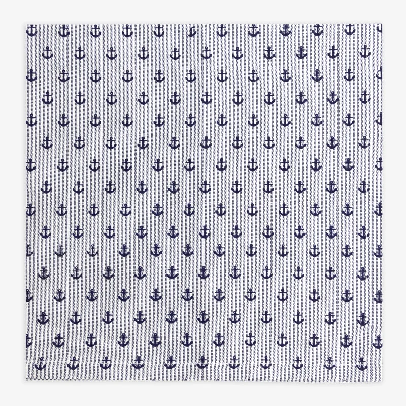 Stripe Napkin Navy Anchor Print Set Of Six