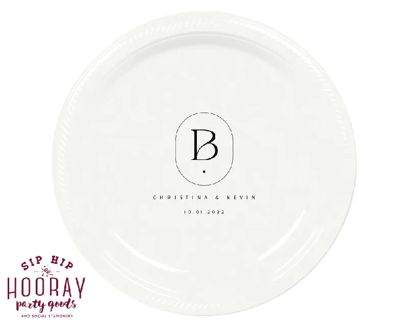 Simple Modern Initial Monogram Wedding Plate, #3003.jpg