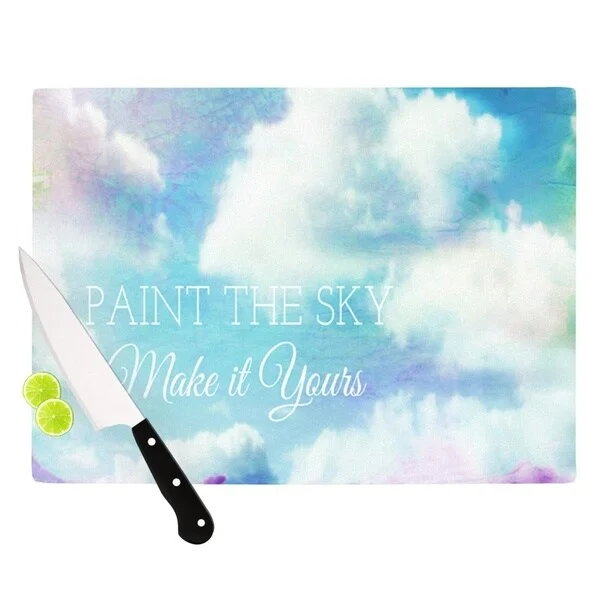 Kess InHouse Alison Coxon "Paint the Sky!" Blue White Cutting Board