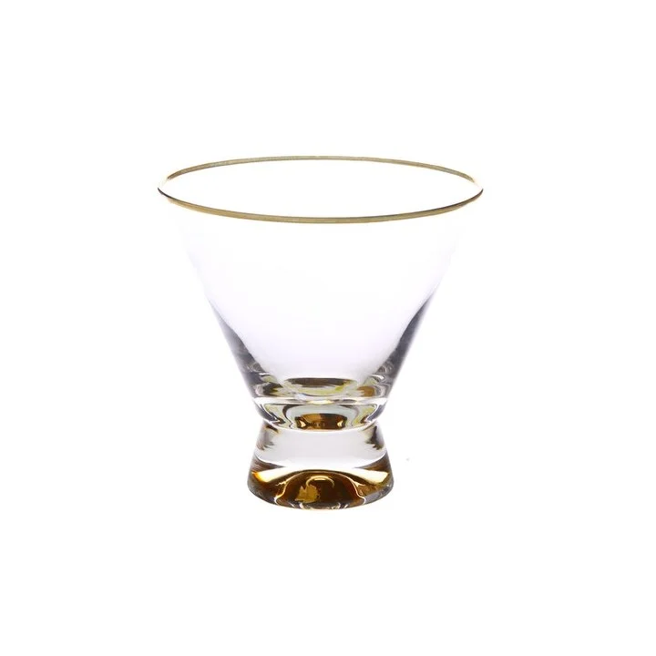 Set Of 6 Dessert Cups With Gold Base And Rim - 4"D