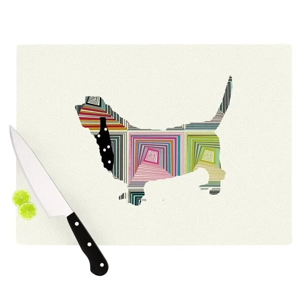 Kess InHouse Bri Buckley "Basset" White Rainbow Cutting Board