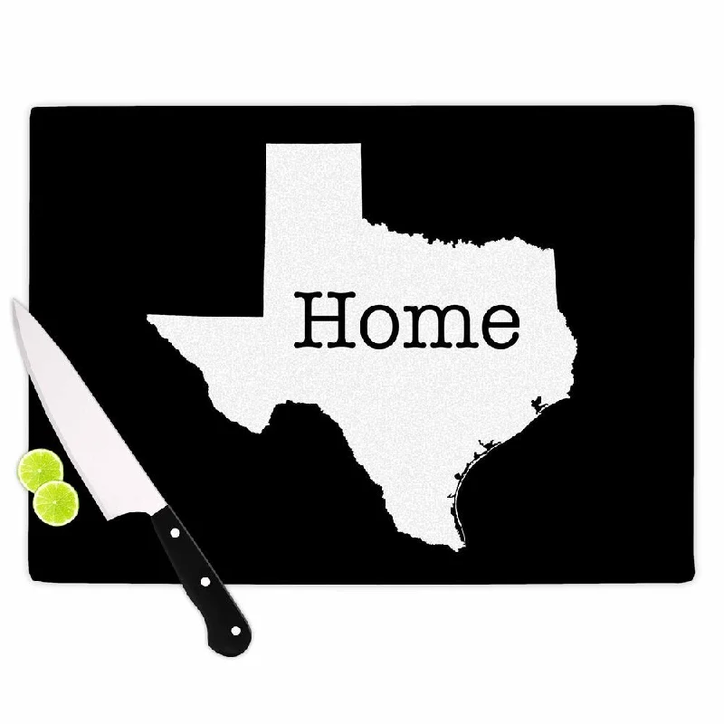 Kess InHouse Bruce Stanfield "Texas State Outline" Black White Cutting Board