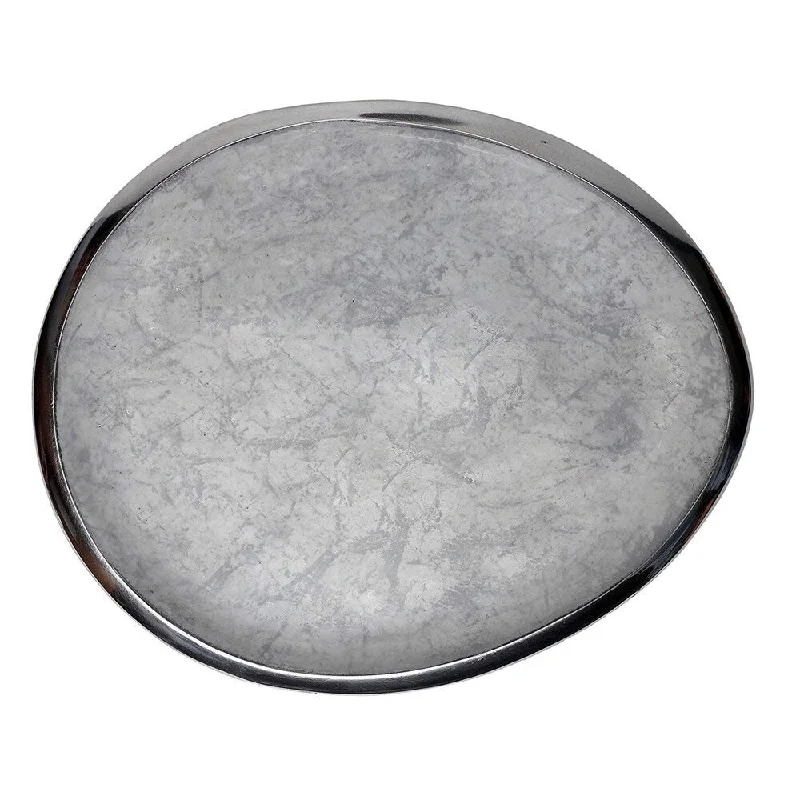 Melange Home Decor Cuivre Collection, 9-inch Oval Platter, Color - Gray, Pack of 6