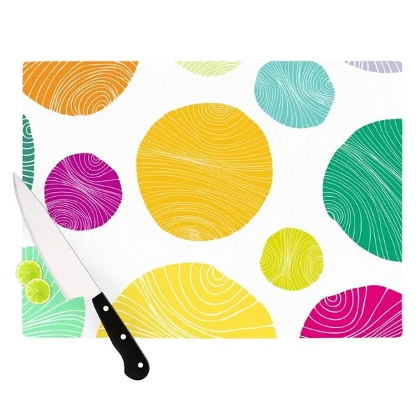 Kess InHouse Anchobee "Eolo" Multicolor Circles Cutting Board