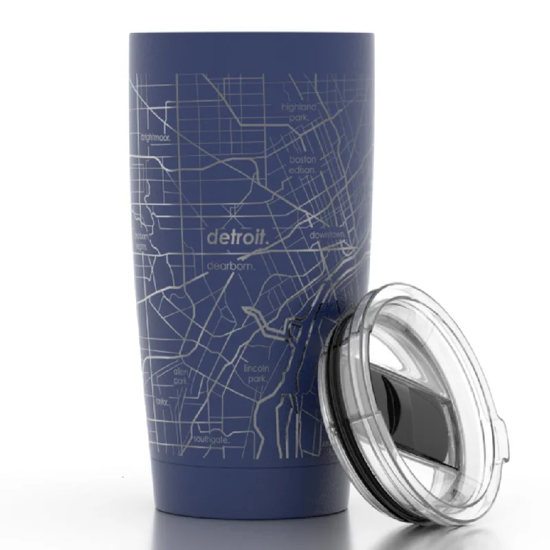 Detroit Map Insulated Pint Tumbler - Midnight Blue