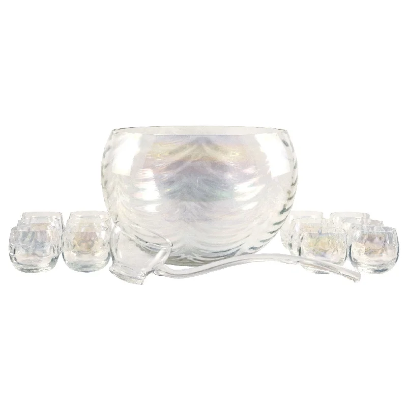 Draping Iridescent Punch Bowl Set