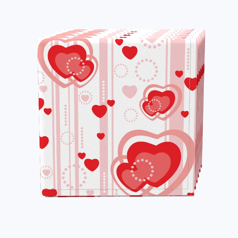 Multi Hearts in Stripes Napkins