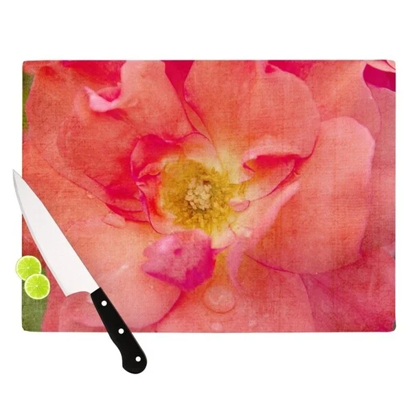 KESS InHouse Catherine McDonald 'Pink Rose' Flower Cutting Board