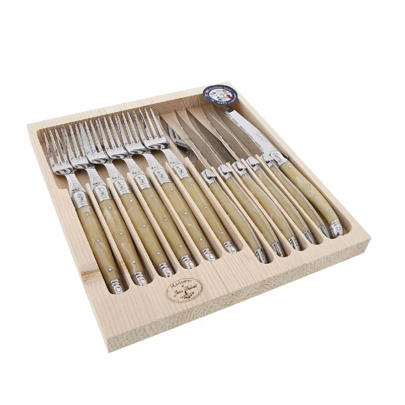 Laguiole Jean Dubost Maison Cutlery Set Light Horn 12 Pieces