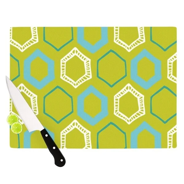 KESS InHouse Laurie Baars "Hexy Lime" Green Blue Cutting Board