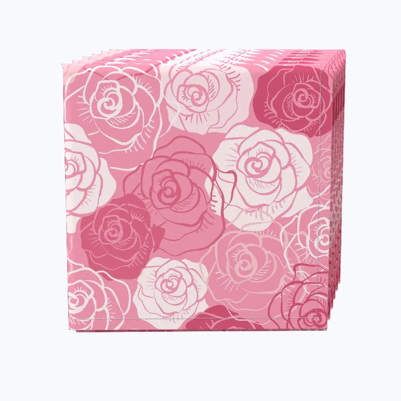 Pink Outlined Roses Napkins