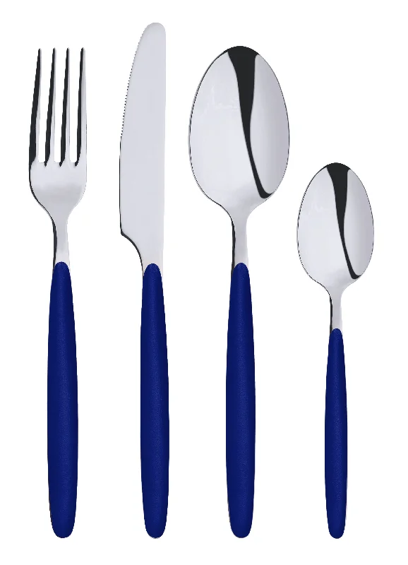 Abert Glass Cutlery Set - Blue, 24 Pieces