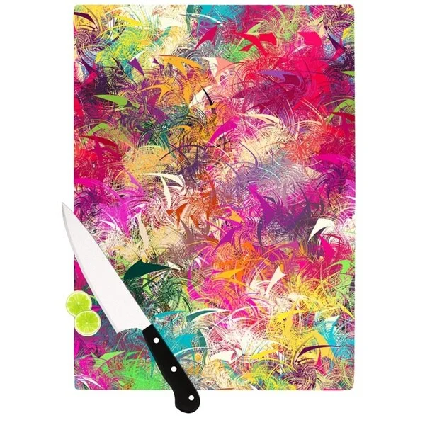 Kess InHouse Danny Ivan 'Splash' Rainbow Abstract Cutting Board