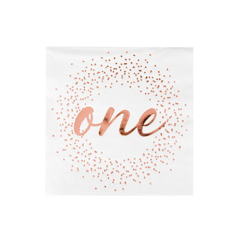 Rose Gold Onederland Cocktail Napkins